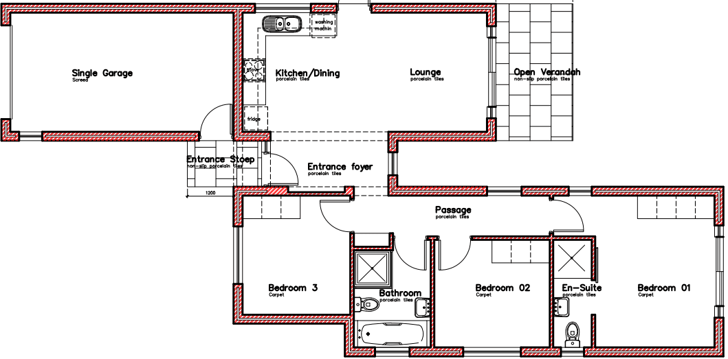3 Bedroom Family Home floor plan for Clubview Residential Development